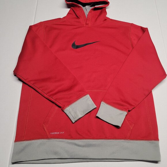 Nike THERMA-FIT Boy’s Hoodie size XL color red gray - Picture 1 of 5